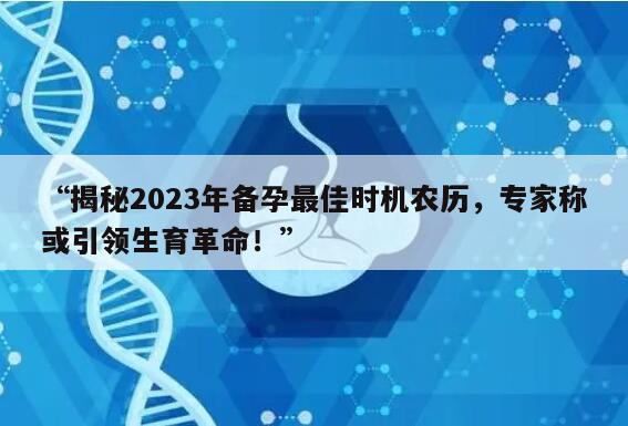 “揭秘2023年备孕最佳时机农历，专家称或引领生育革命！”