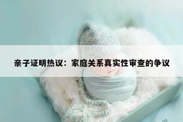 亲子证明热议：家庭关系真实性审查的争议